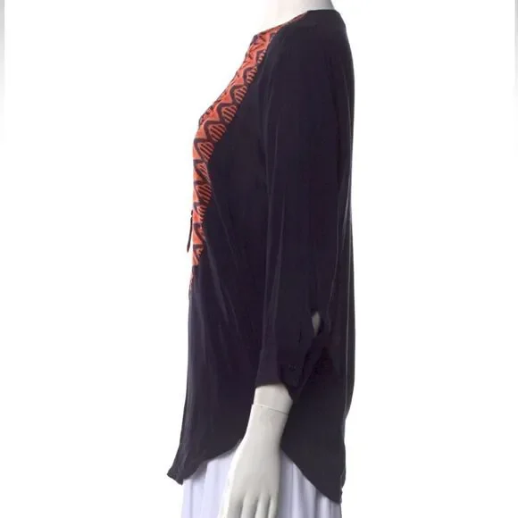 SANDRO Printed Silk Blouse Size M - Picture 2 of 7